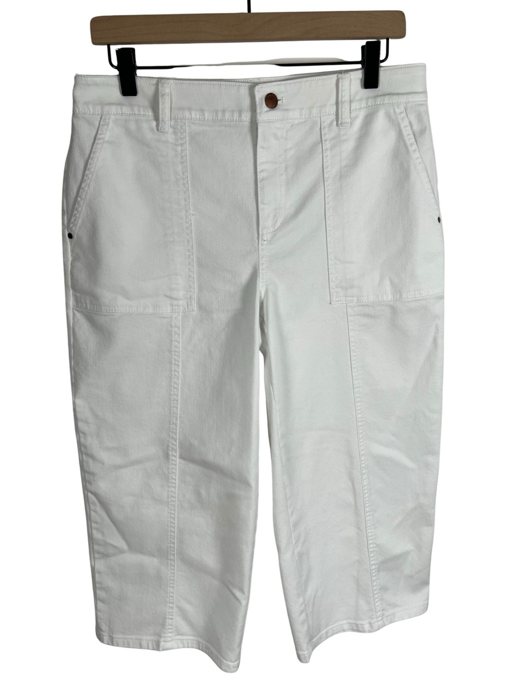 TALBOTS Wide Leg Cropped Jeans Womens 10 Petite White Denim